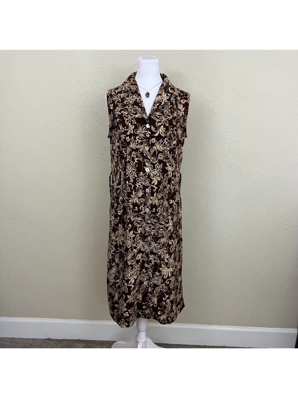 90s brown floral tropical beach summer whimsygoth mini dress - Picture 3 of 8
